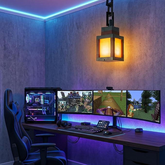 2PCS Pixel Lantern Night Light - 16 Colors Changing Hanging Lamp - USB Rechargeable LED Light with Touch & Remote Control - Wall Mount Mood Nightlight - Decor for Bedroom Gamer Room - Gift for Boy