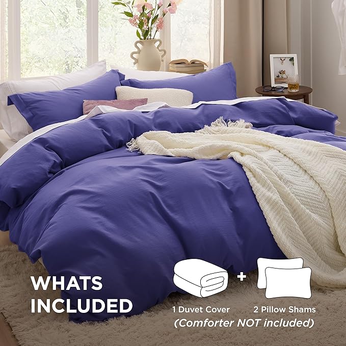 Bedsure Skipper Blue Duvet Cover King Size - 3 Pieces Prewashed Cotton-Like Extra Soft Bedding Set, Includes 1 Duvet Cover 104x90 Inches with Zipper Closure & 2 Pillow Shams, Comforter Not Included