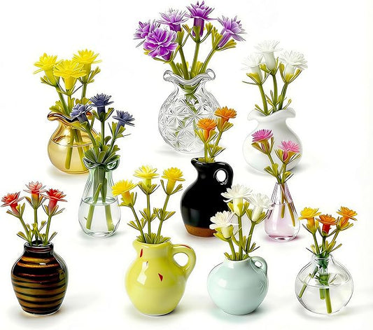 10-Pack Magnetic Mini Bud Vases Gift Set – Mixed Ceramic & Glass Holders for Fridge, Locker & Whiteboard – Upgraded Slam-Proof Magnets – Cute Bulk Gifts for Coworkers, Teachers & Office Decor