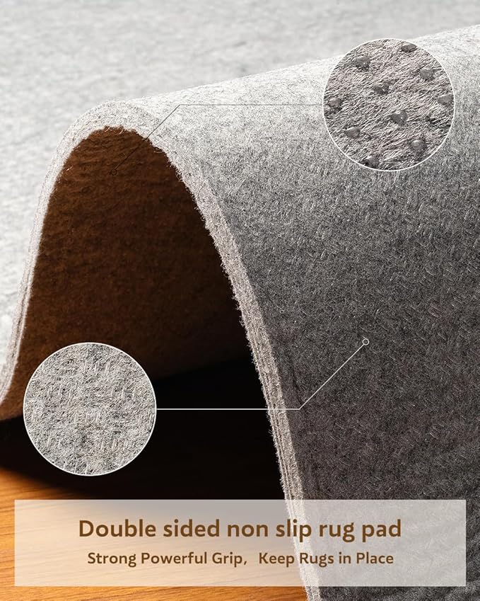Resare Non Slip Rug Pad Gripper Extra Thick Dual Surface Felt Under Rug for Area Rugs and Hardwood Floors,Super Cushioned Non Skid Carpet Padding - 8x11 Feet 1/4" Double-Sided Non Slip