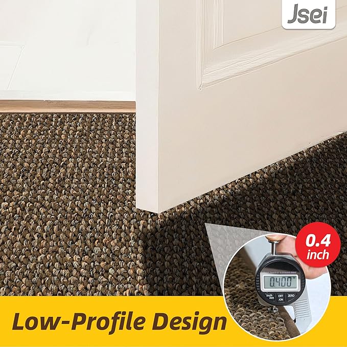 JSEI Dirt Trapper Door Mat 20"x32" Non-Slip Washable Entrance Mat, Dog Doormats, Absorbent & Fade-Resistant Floor Mats, Low Profile Welcome Mats for Entryway, Front Door, and Inside Entrance, Brwon