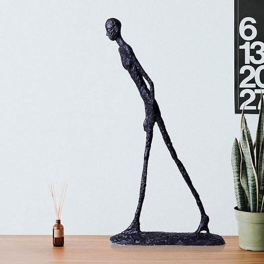 11.8" Walking Man Metal Abstract Statue and Sculpture - Masterpiece by Giacometti, Suitable for Home Decor, Office, and Unique Gift for Special Occasions (Metal)