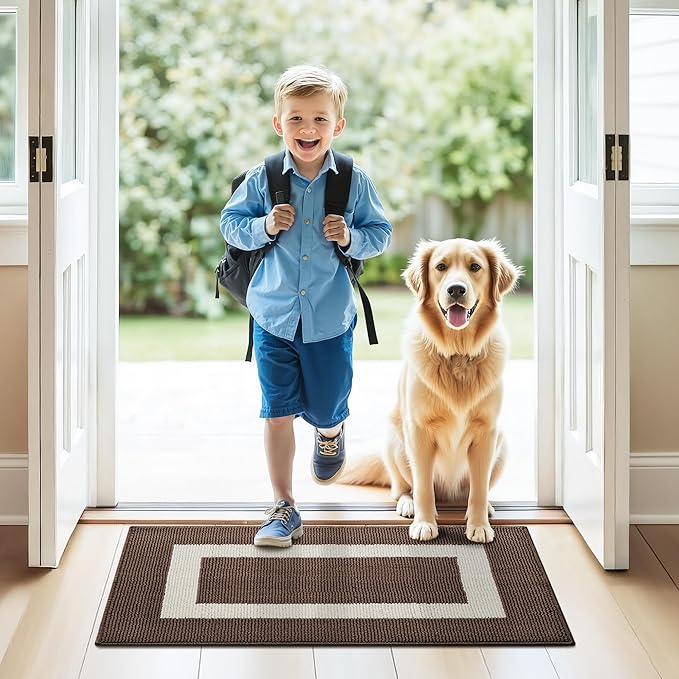 GRANNY SAYS Front Door Mat Outside Entrance, Door Mats for Entryway, Welcome Matt Non-Slip, Large Front Porch Mat Low Profile Resist Dirt, 48"x32", Dark Brown