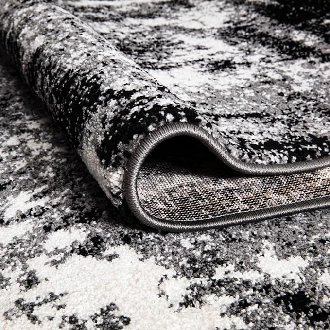Keen Home Design Area Rugs - 4x6 Non-Shedding, Abstract Rugs for Kitchen, Living Room, Bedroom, Dining Room, Entryway - Size: 4' x 6', Abstract Black