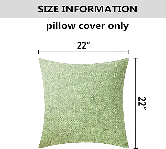 Home Brilliant 2 Pack Lined Linen Euro Sham Decorative Sage Throw Pillowcase Spring Pillow Covers for Living Room Decor, 22 inch, 55cm, Grass Green