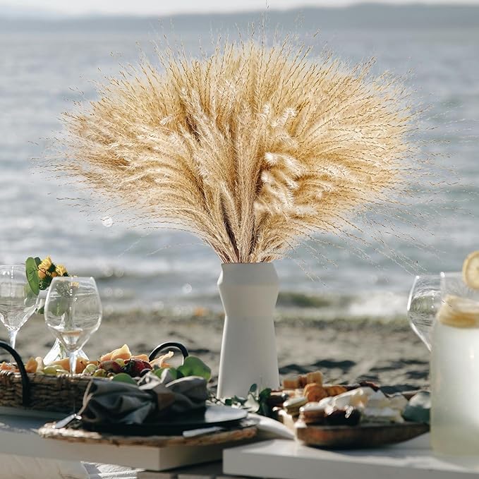 450 PCS Exquisite Natural Pampas Grass Decor - Versatile Reed Grasses for Home & Event Decoration, Pompous Fluffy Tall Dried Reed Grass - Perfect for Vases, Wreaths & Table Centerpieces