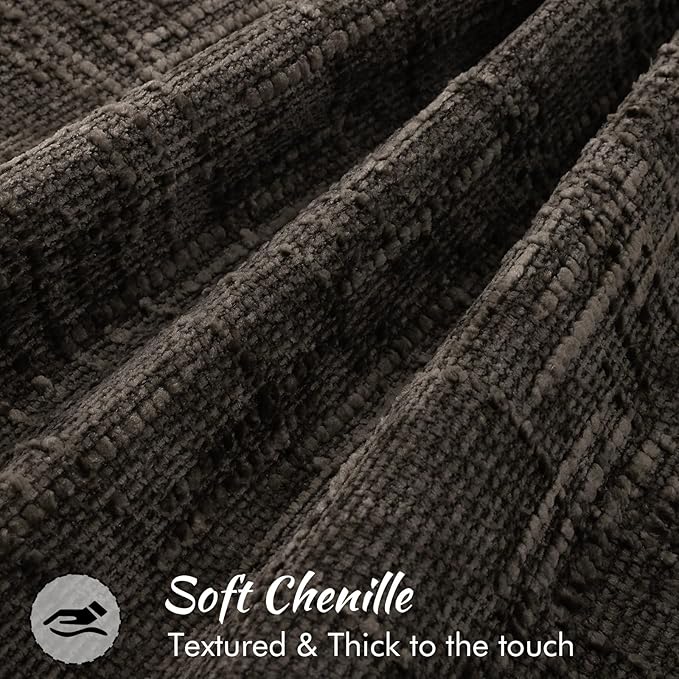 decorUhome Chenille Throw Pillow Covers 16x16 Set of 2, Thick Textured Slubby Neutral Decorative Pillow Covers with Elegant Design for Couch, Sofa, Living Room, Chocolate