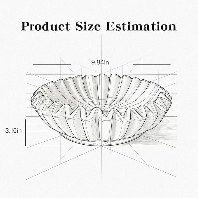 Large Key Bowl for Kitchen Counter, Decorative Scalloped Bowl for Keys Entryway Table (10 Inch, White)