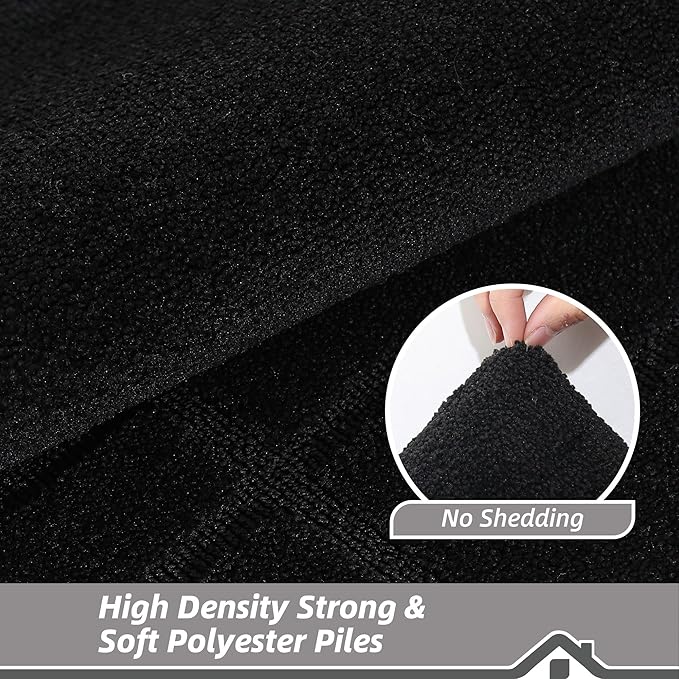 BEQHAUSE Kitchen Rugs Non-Slip Washable, Machine Washable Kitchen Mats Absorbent Soft Kitchen Runner Rugs for Floor,Sink,Hallway,Laundry,32"x48", Black