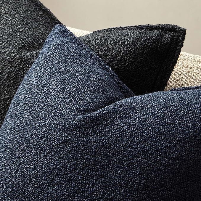 JUSPURBET 14x24 Pillow Covers Set of 2 Decorative Throw Pillow Covers Case for Couch Sofa Bed Soft Boucle Textured Lumbar Cushion Covers with Hidden Zipper for Home Decor Living Room,Navy Blue
