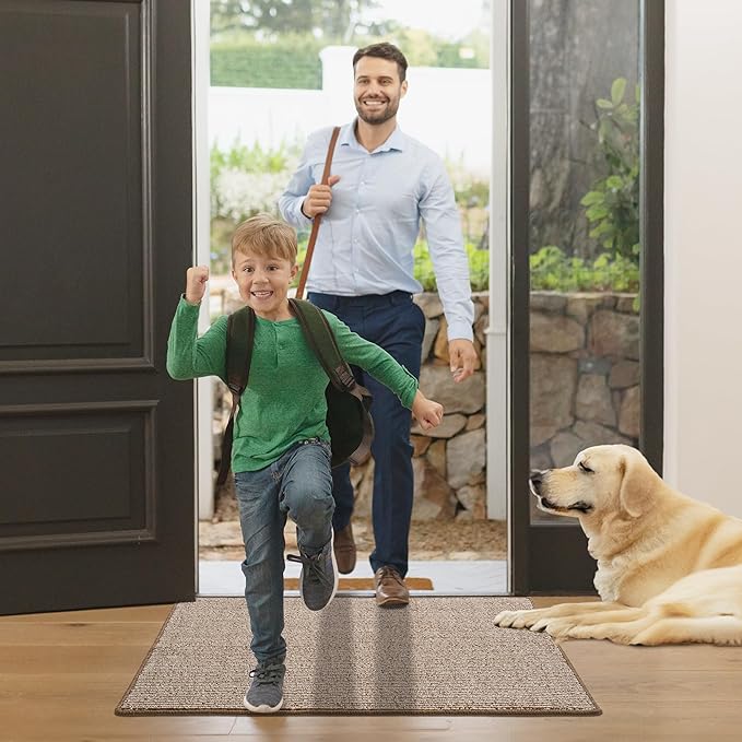 GRANNY SAYS Indoor Entrance Door Mat, 48" x 32" Brown and Beige, Rectangular, Low Profile, Non-Slip, Machine Washable, Water Resistant, Absorbent, Durable, Front Door, Entryway