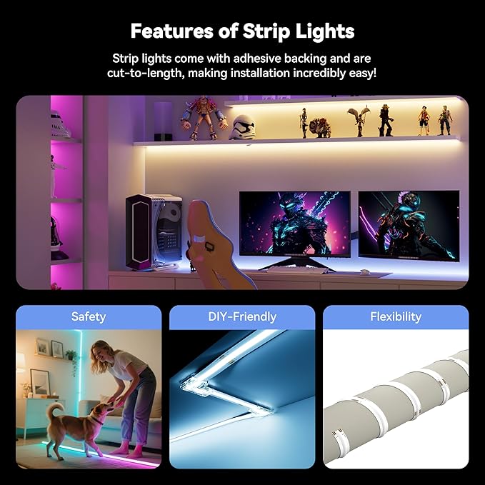 MIWISE RGB COB LED Strip Light,Color Changing LED Strip Lights Compatible with Alexa/Google,24V Music Sync Bright Flexible LED Tape Lighting for Bedroom,Kitchen,Bar,Under Cabinets,DIY Decoration,20ft