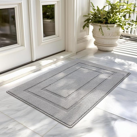 GRANNY SAYS Front Door Mat Indoor Entrance, Indoor Door Rugs for Entryway, Low-Profile, Non-Slip Outdoor Rugs, Washable Floor Mat, Welcome Mat, 32x20, Grey
