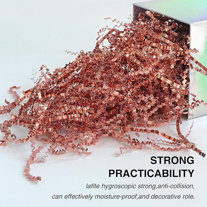 2LB Crinkle Paper Shred Filler for Gift Box Bag and Basket On Holidays(Rose Gold)