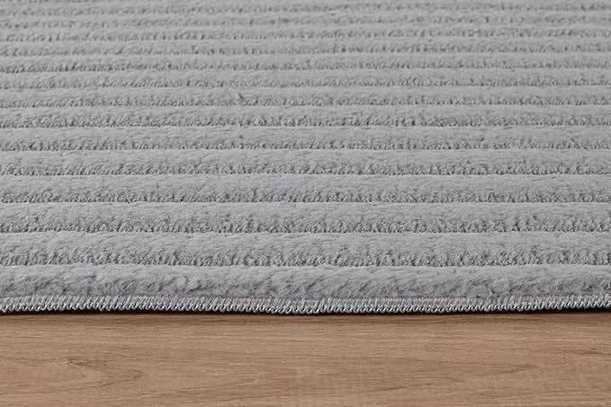 Beverly Rug Non Slip Area Rug 5 x 7 Modern Durable Ultra Soft Ribbed Indoor Rugs for Living Dining Room Office Stain Resistant Non Shedding Casual Easy Shag Indoor Carpet Gray 5x7