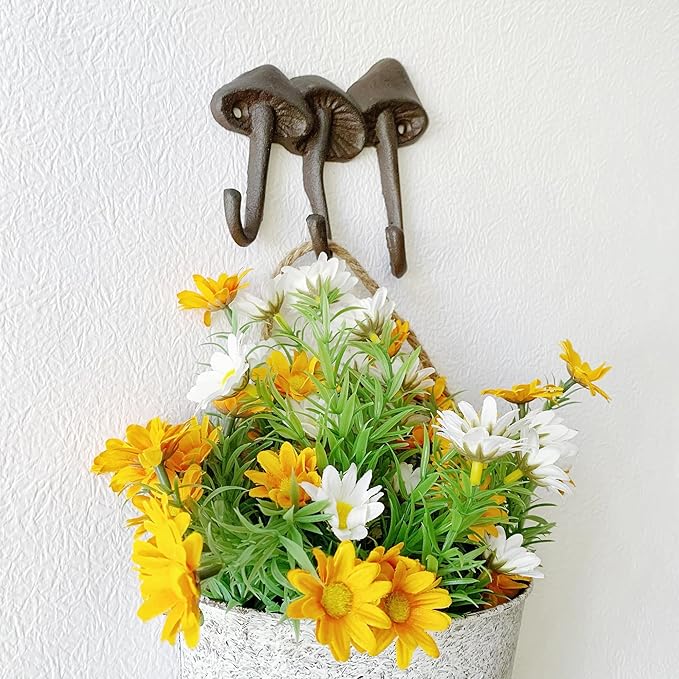 Rustic Mushroom-Shaped Decorative Wall Hook Rack Hangers for Hanging Clothes, Coats, Towels, Keys, and Hats, 1 Pack Antique Cast Iron Mounted Wall Hooks