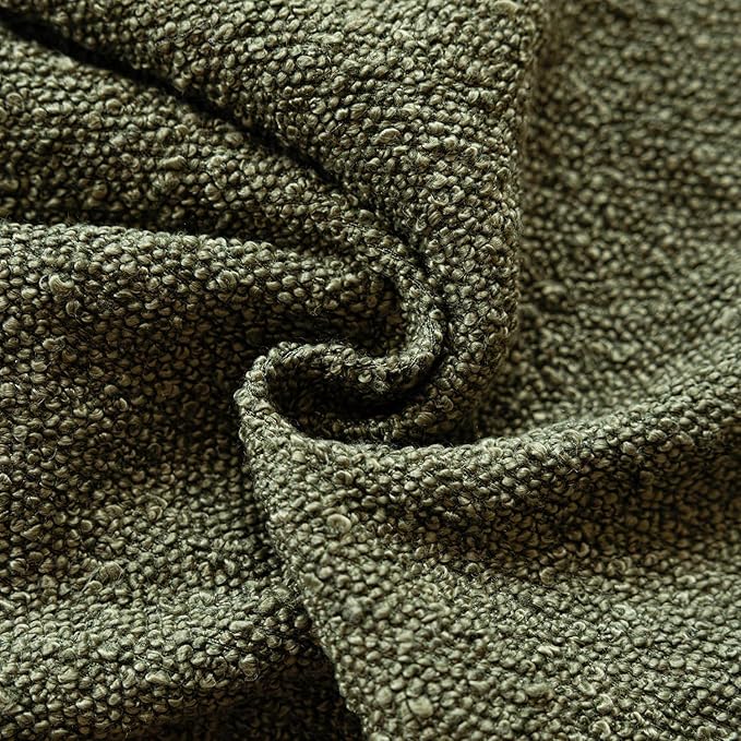 Foindtower Decorative Textured Boucle Throw Pillow Covers Accent Solid Pillow Cases Neutral Long Body Lumbar Couch Cushion Case for Chair Sofa Bedroom Living Room Home Decor 14x36 Inch,1PC,Moss Green