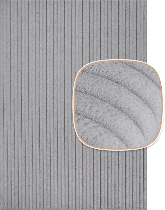 Beverly Rug Non Slip Area Rug 5 x 7 Modern Durable Ultra Soft Ribbed Indoor Rugs for Living Dining Room Office Stain Resistant Non Shedding Casual Easy Shag Indoor Carpet Gray 5x7