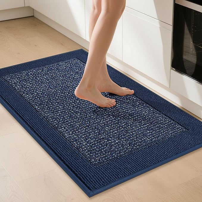 BEQHAUSE Kitchen Rugs 32"x48", Kitchen Runner Rug Non-Slip Kitchen Mats for Floor, Absorbent and Stain Resistant Kitchen Mats, Machine Washable Rugs for Kitchen, Hallway, Laundry & Sink, Blue