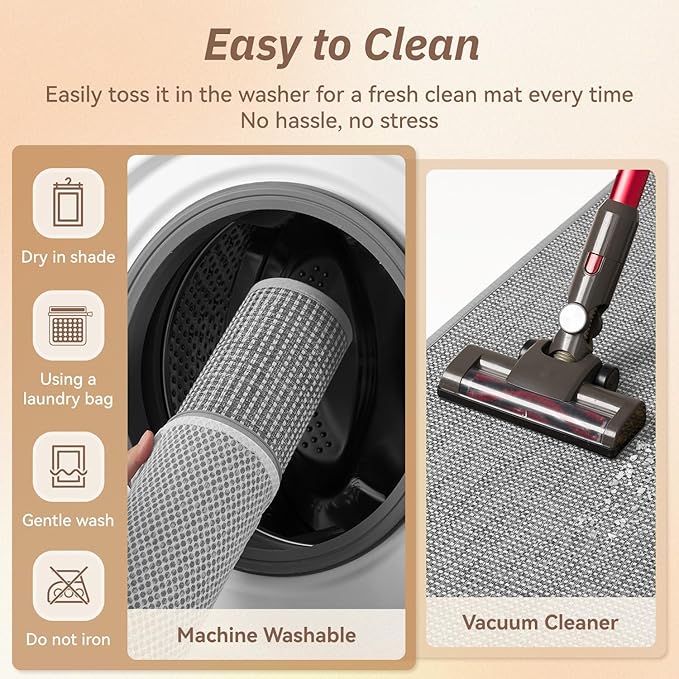 PADOOR Kitchen Rug Sets Non Slip, Washable Kitchen-Mats for Floor Absorbent Runner Rug for Kitchen, Kitchen Floor Mat for Hallway Laundry 17"x30"+17"x47" Grey