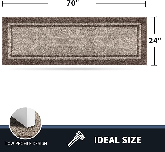 PURRUGS Dirt Trapping Door Mat 24" x 70", Non-Slip Machine Washable Entryway Rug, Entrance Mat, Indoor Front Door Mat, Super Absorbent Entry Rug for Muddy Shoes & Paws, Beige & Grayish Brown
