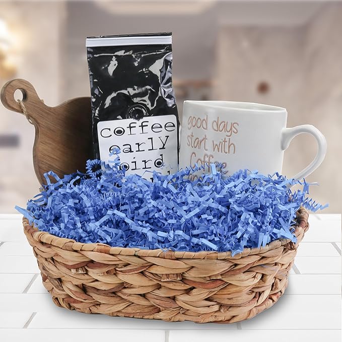 MagicWater Crinkle Cut Paper for Gift Baskets - 2LB - Sky Blue - Perfect for Shredded Paper Filler, Basket Filler, Gift Boxes, Bridesmaid Gifts, Christmas Stuffers & More – Ideal for All Occasions