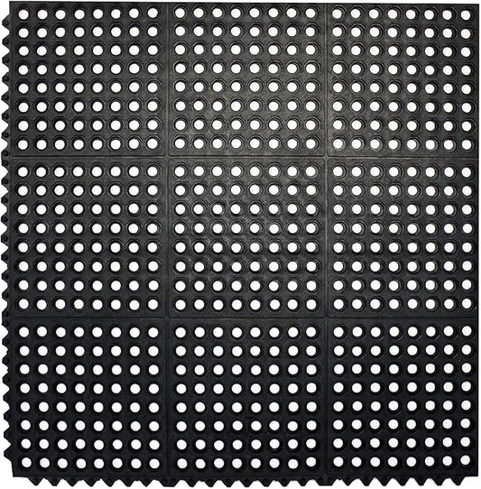 Envelor Interlocking Rubber Floor Mat Restaurant Kitchen Mat for Floor Anti Fatigue Bar Mat Door Mat Non - Slip Mat Indoor Outdoor Shower Pool Drainage Mat Durable Garage Flooring 36 x 36 Inch