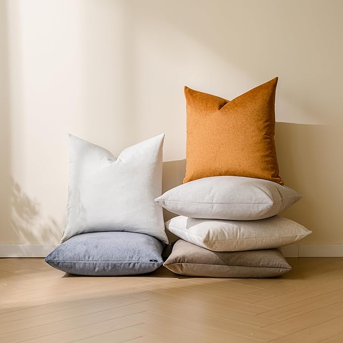 a moment Pack of 2 Dark Brown Stain-Resistant Throw Pillow Covers Pet-Friendly Pillowcases Cushion Covers for Sofa Couch Bed Outdoor Waterproof 20x20 Inch