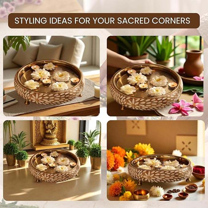 RITUALISTIC Vrinda Wooden Urli for Flower Decoration | Wooden Urli Bowl for Home Decorations Kitchen Décor Bowl for Decoration Perfect for Festive Occasion & Valentine's day gift
