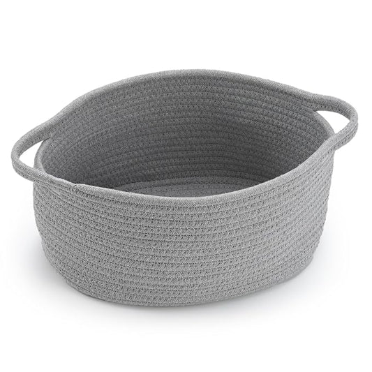 Cute Woven Storage Basket with Handle, Baskets for Gifts Empty, Gift Baskets for Valentines Day Birthday Baby Shower Raffle Burr Fundraiser, Decorative Organizer Box for Baby Toy Pet