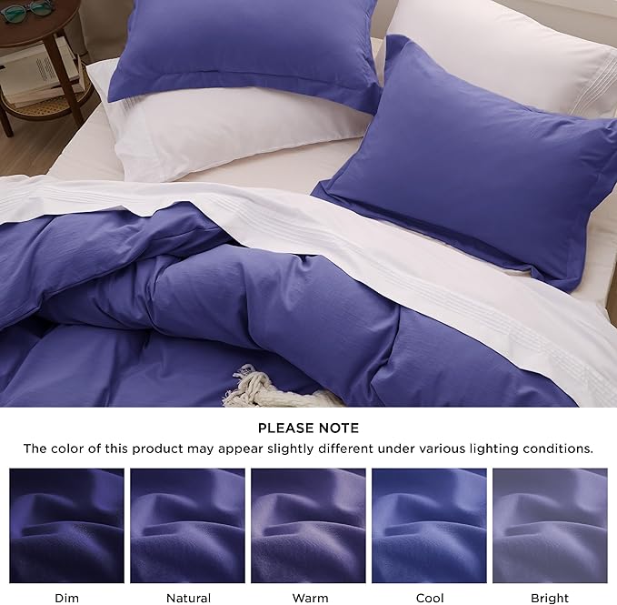 Bedsure Skipper Blue Duvet Cover King Size - 3 Pieces Prewashed Cotton-Like Extra Soft Bedding Set, Includes 1 Duvet Cover 104x90 Inches with Zipper Closure & 2 Pillow Shams, Comforter Not Included