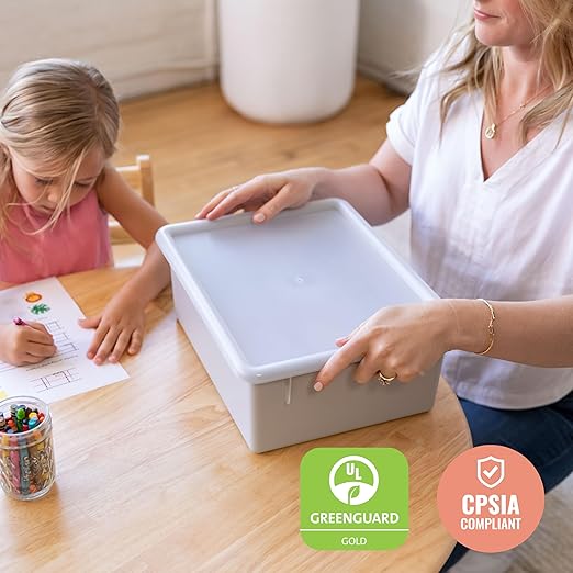 ECR4Kids Letter Size Deep Tray with Lid, Storage Bin, Contemporary, 10-Piece