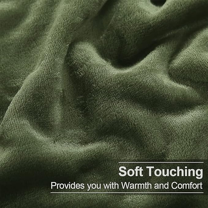 EASELAND Soft King Size Blanket All Season Warm Microplush Lightweight Thermal Fleece Blankets for Couch Bed Sofa,90x108 Inches,Olive Green