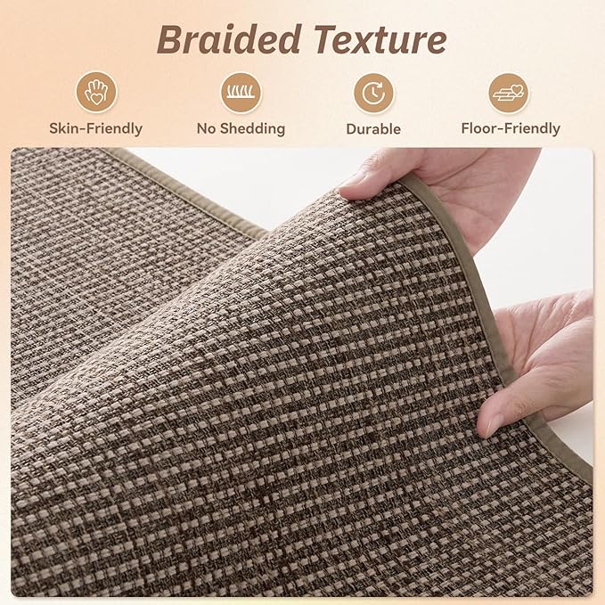 PADOOR Kitchen-Rugs Non Slip Washable, Kitchen-Mats for Floor Super Absorbent Kitchen Floor Mat, Rubber Backing Kitchen Runner Rug, Comfort Standing Mats in Front of Sink 17"x30" Brown