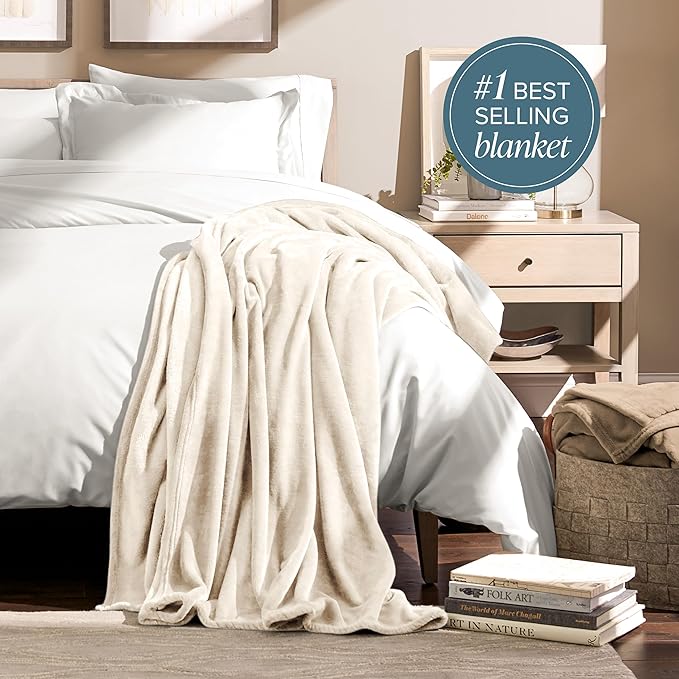 Bare Home Fleece Blanket - Twin/Twin Extra Long - Ultra-Soft Lightweight for Bed, Sofa, and Couch - Luxury Microplush - Cozy Warm Blanket (Twin/Twin XL, Vanilla)