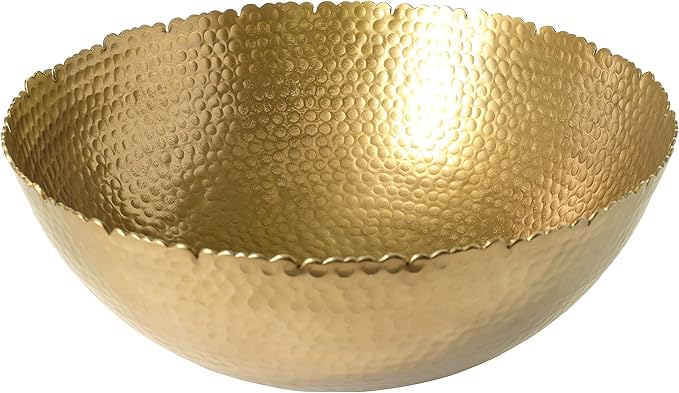 Red Co. Antique Style Tabletop Gold Textured Centerpiece Round Serving Platter Tray Catch-All Dish - 13 Inches Dia, for Dining Living Room Home Décor