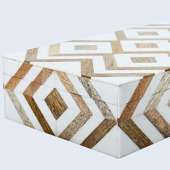 Handicrafts Home Decorative Storage Box 10x4.5 – Remote Control Holder, Jewelry Organizer, Modern Decorative Box with Lid, Boho Chic Home Décor Accent, Vintage Memory Box for Living Room Shelf Décor
