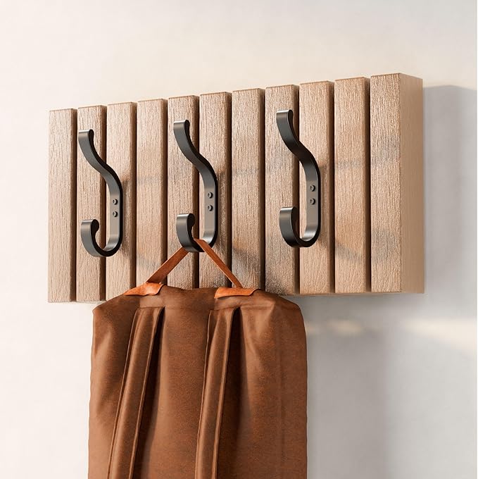 Coat Hooks Wall Mount for Hanging, Heavy Duty Backpack Hooks for Wall, Hold up to 30 lbs, Large Hanger Hooks for Towels, Purses, Clothes, Mudroom, Bathroom, Door, Black, 4 Pack