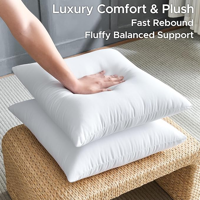 QSWRD 20 x 20 Throw Pillow Inserts Pack of 2 Large White Decorative Square Pillows for Couch Bed Sofa Cushion Sham Stuffer Indoor