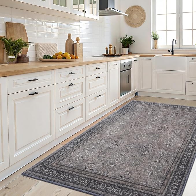 Vanmoos 2x3 Washable Area Rug – Soft, Non-Slip Entrance Rug, Durable Indoor Door mat, Floor Carpet for High-Traffic Areas, Entryway, Kitchen, and Bedside, Urban Luxe/Olive Brown