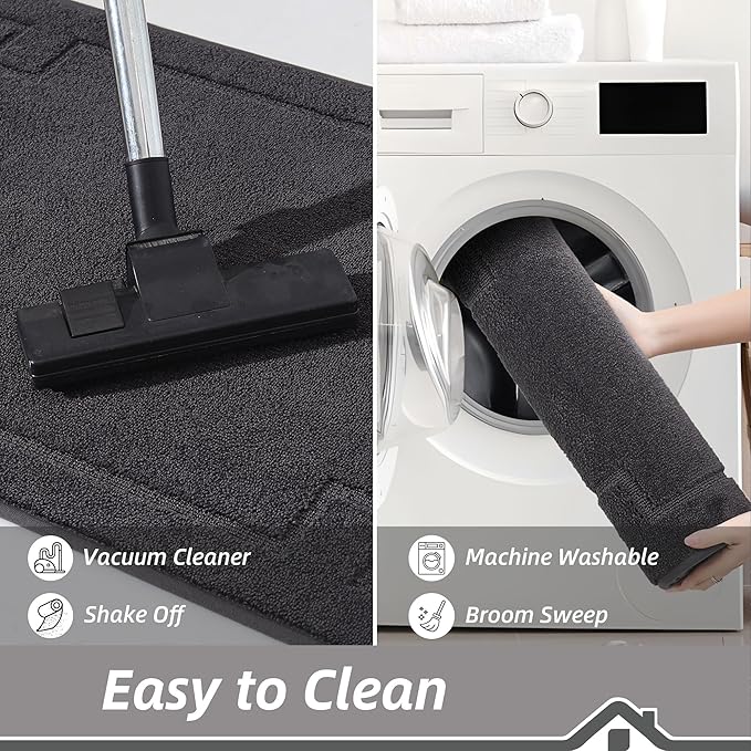 BEQHAUSE Kitchen Rugs Non-Slip Washable, Machine Washable Kitchen Mats Absorbent Soft Kitchen Runner Rugs for Floor,Sink,Hallway,Laundry,32"x48", Dark Grey