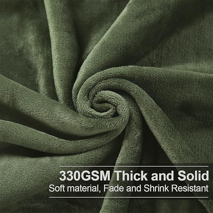EASELAND Soft King Size Blanket All Season Warm Microplush Lightweight Thermal Fleece Blankets for Couch Bed Sofa,90x108 Inches,Olive Green