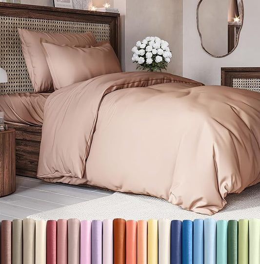 CGK Unlimited Duvet Cover Twin/Twin XL Size Set - Extra Soft Duvet Cover 68 x 90 with 1 Pillow Sham - Hotel Quality, Fade Free w/Zipper Closures & Ties - Bedding and Bed Linens Set (Mauve)