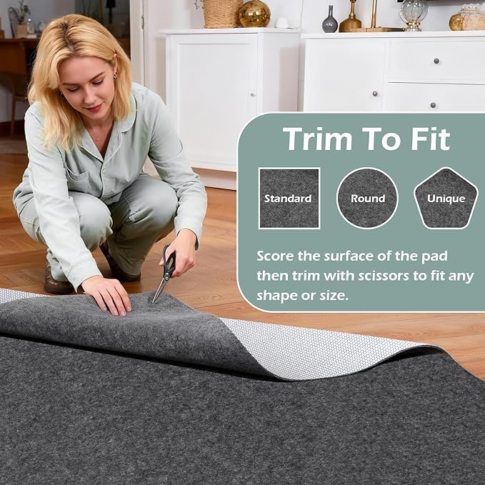 100% Waterproof Rug Pad, 9x12 Foot Non-Slip Rug Pad, 1/8 Inch Non-Slip,Suitable for Hardwood Floor Felt MATS and All Floors, Protecting The Floor and Keeping The Carpet Soft and Safe