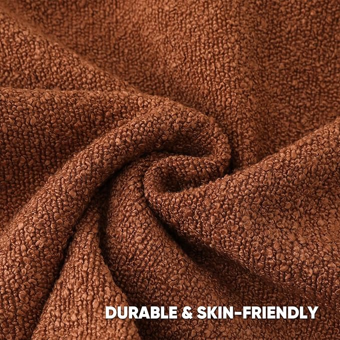 HAUSSY Set of 2 22x22 Decorative Throw Pillow Covers, Soft Cozy Textured Boucle Couch Cases, Home Decor for Couch Bed Living Room, Rust
