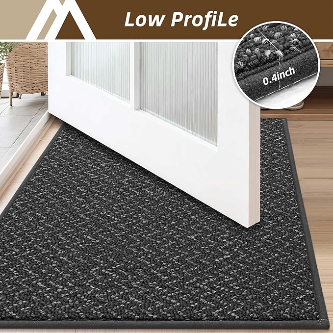COSY HOMEER Door Mat 17" x 30" Non Slip Absorbent Entryway Rugs Dirt Trapper Doormats Washable Entrance Mats Low Pile Welcome Floor Mat for Front Back Door and Entry Mats,Dark Grey(Roll Packing)