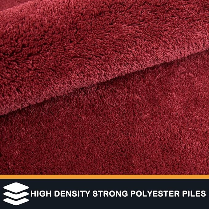 PURRUGS Easy Care Area Rug 4ft x 6ft, Non-Slip Machine Washable Entryway Rug, Dog Door Mat, Stain Resistant Accent Rug for Hallway, Living Room, Bedroom and Mudroom, Burgundy Red