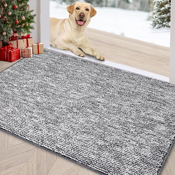 REFETONE Doormat, 32'x40', Indoor Absorbent Non Slip Dark Grey Doormat, Resist Dirt, Machine Washable, Low-Profile Entry Rug for High-Traffic Areas, Housewarming Gift