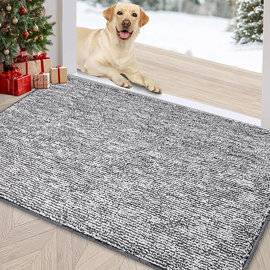 REFETONE Doormat, 32'x40', Indoor Absorbent Non Slip Dark Grey Doormat, Resist Dirt, Machine Washable, Low-Profile Entry Rug for High-Traffic Areas, Housewarming Gift