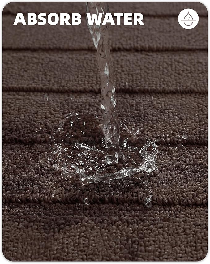 Color&Geometry Striped Designed Absorbent Washable Polypropylene Kitchen Floor Mat, Brown 17"x79", Non Slip TPE Backed, Low-Profile Sink Runner Rugs, Easy Clean Long Kitchen Carpet (Roll Packed)